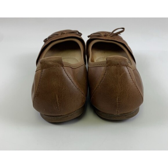 Born Chelan Ballet Flat Brown Leather Slip On Bow Round Toe Comfort Womens 7.5 - Picture 7 of 11